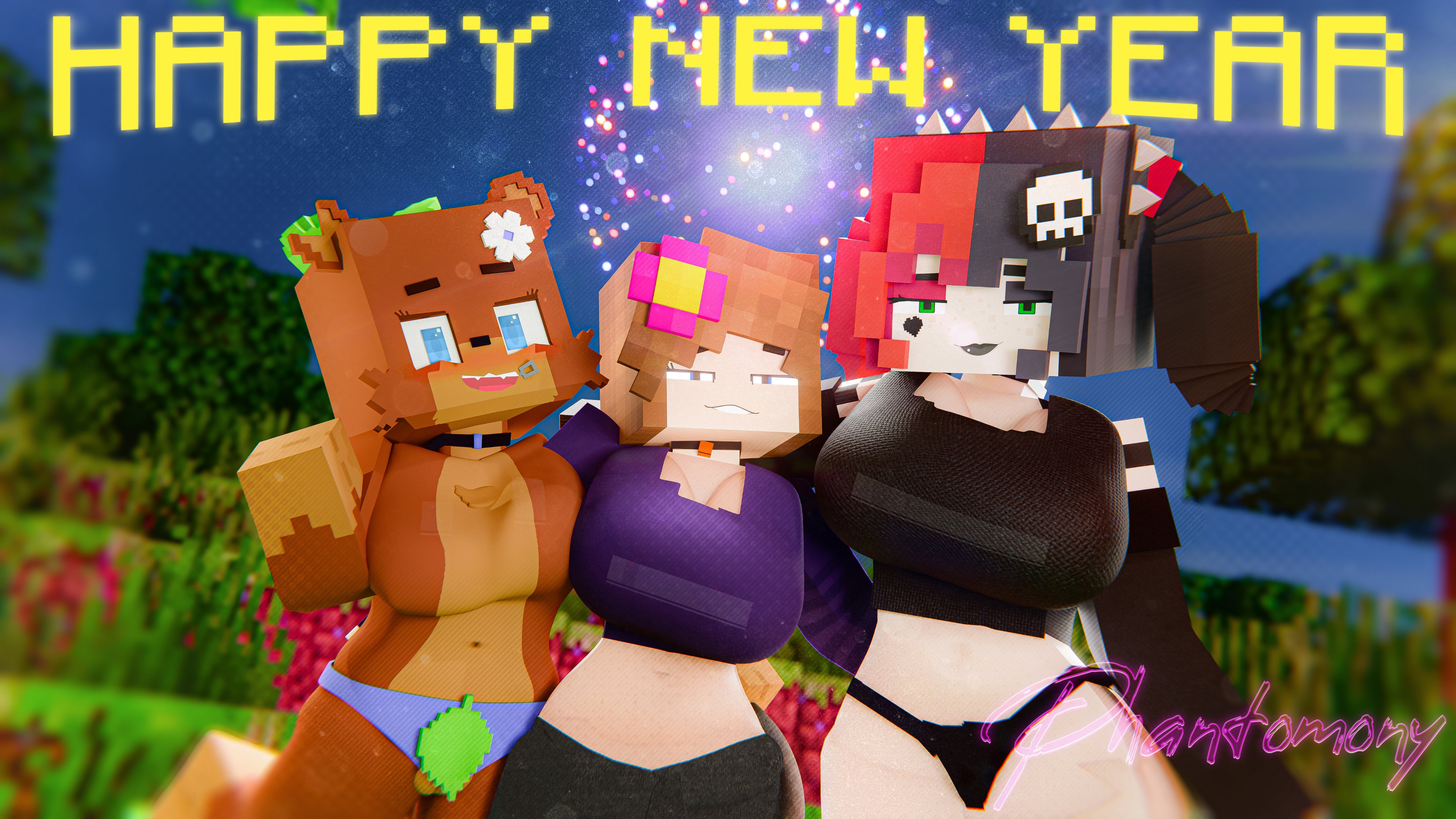 anthro, bear, bia prowell (slipperyt), ellie walls (odysseyellie), flower in hair, furry, huge breasts, jenny belle (slipperyt), mcyt, minecraft, minecraft youtubers, phantomony, tagme, twitch, twitch streamer, twitch.tv, twitter, twitter username, ursine, youtube, youtuber, youtubers
