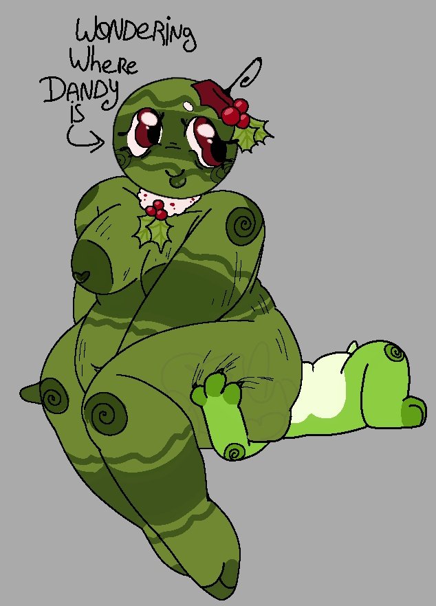 bobette (dandy's world), breasts, breasts out, dandy (dandy's world), dandy's world, dandys world, facesitting, grabbing ass, green skin, groping ass, holly lace bobette, licking ass, massive ass, sitting on face, sitting on person, smile, smiling, tagme, text