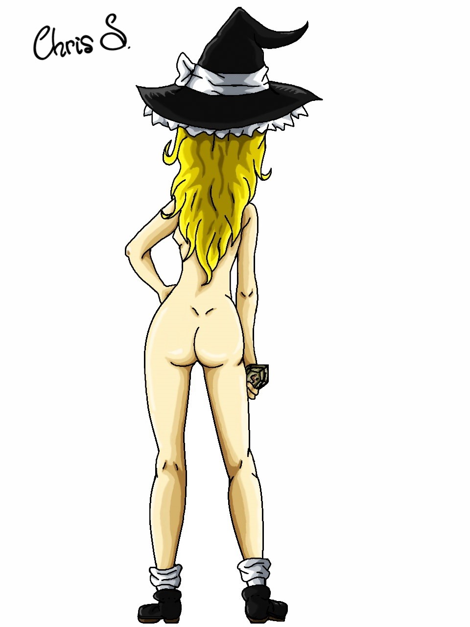 ass blonde_hair chrissanchezjustebel female marisa_kirisame nude solo touhou witch witch_hat