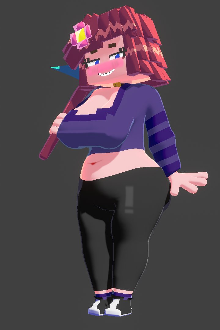 cosmichannah, female artist, flower in hair, huge breasts, jenny belle (slipperyt), minecraft, tagme