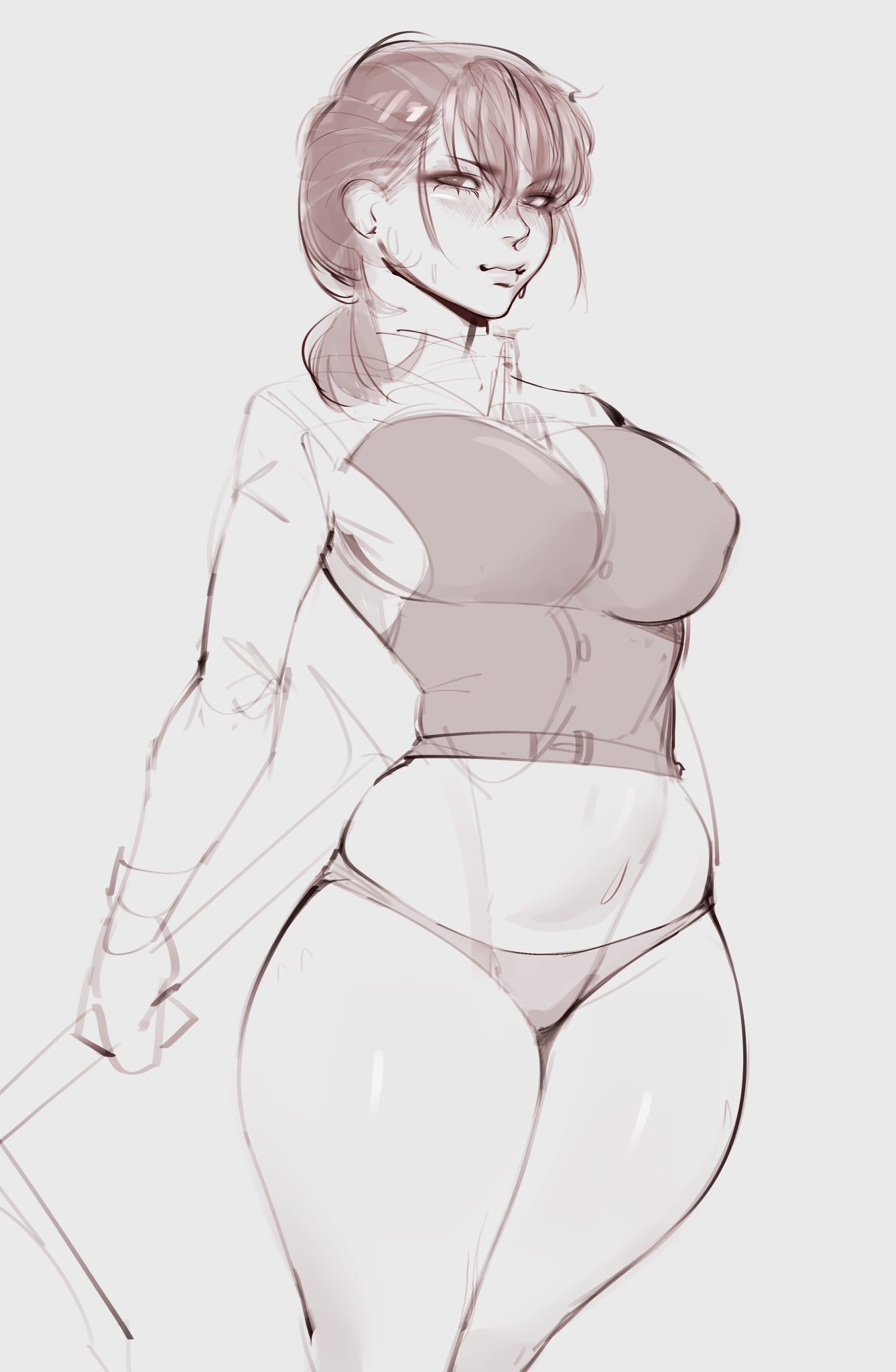 chainsaw man, female, k yon1, kjon1, mitaka asa, solo, solo female, solo focus, underwear, wide hips