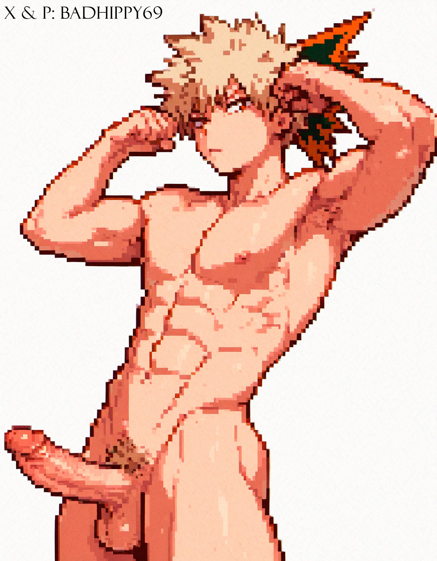 1boy, abs, ai, ai art, ai generated, ai slop, badhippy69, balls, boku no hero academia, erection, katsuki bakugou, male, male only, muscular, muscular male, my hero academia, naked, naked male, nude, nude male, penis, solo, solo male