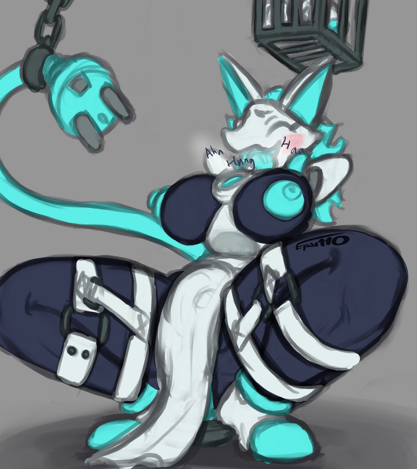 1girls, 2d, big breasts, blush, bondage, breasts, deltarune, epsi110, female, furry, humanoid, kelnich, nipples, robot, robot girl, robot humanoid, sketchy, tail, tasque manager (deltarune), thick thighs, undertale (series)