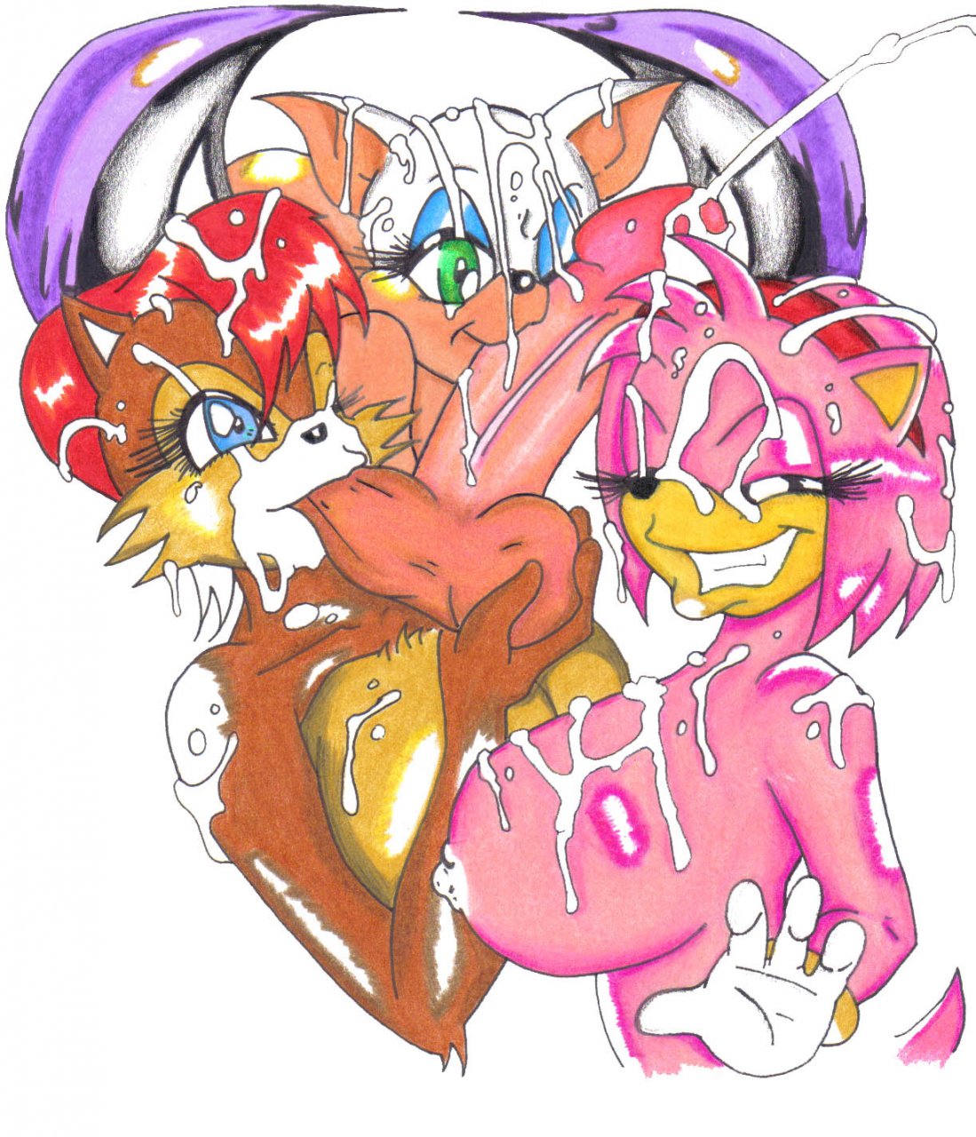 amy_rose anthro archie_comics female fur hedgehog male mobian_(species) rouge_the_bat sally_acorn sega sonic_(series) sonic_satam sonic_the_hedgehog_(archie) sonic_the_hedgehog_(comics) sonic_the_hedgehog_(series) straight thegreenspike