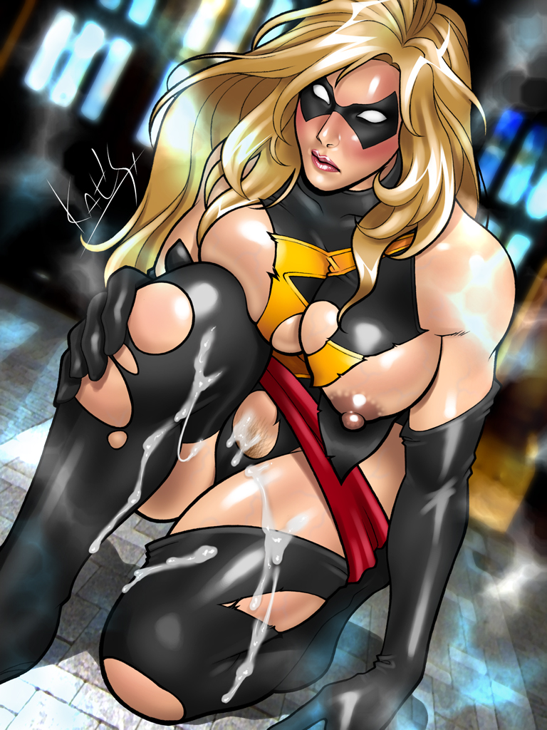 1girls avengers carol_danvers cum female kat's marvel ms._marvel_(carol_danvers) solo straight_hair