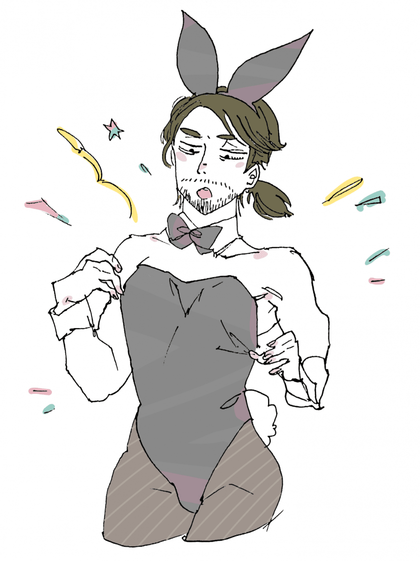 bunny_boy bunnysuit crossdressing istp male male_focus male_only mbti open_mouth sole_male