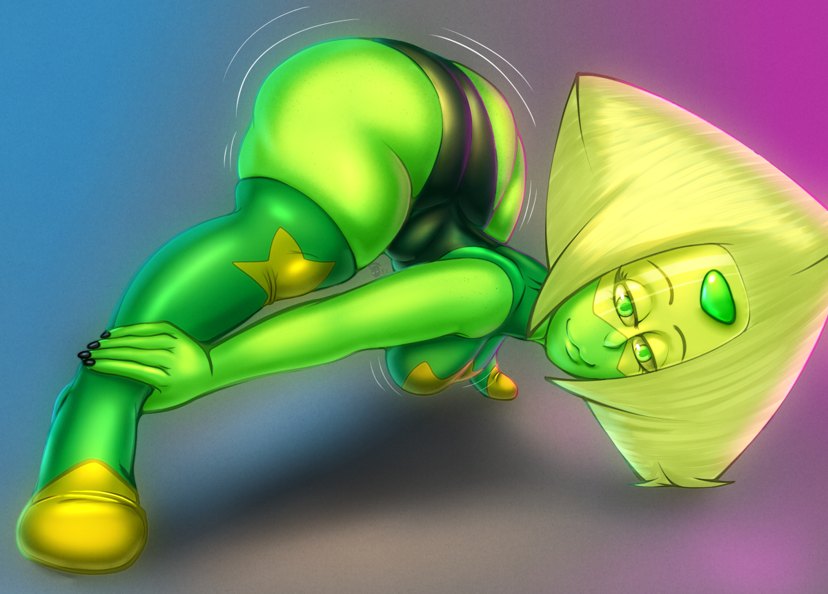 1girls, ass, ass up, big ass, breasts, clothing, female, female only, gem (species), green eyes, green skin, huge ass, jack-o pose, leotard, looking at viewer, n-kosi, n-kosi (coloring), peridot (steven universe), shortstack, solo, steven universe, thick thighs, thighhighs, twerking, visor