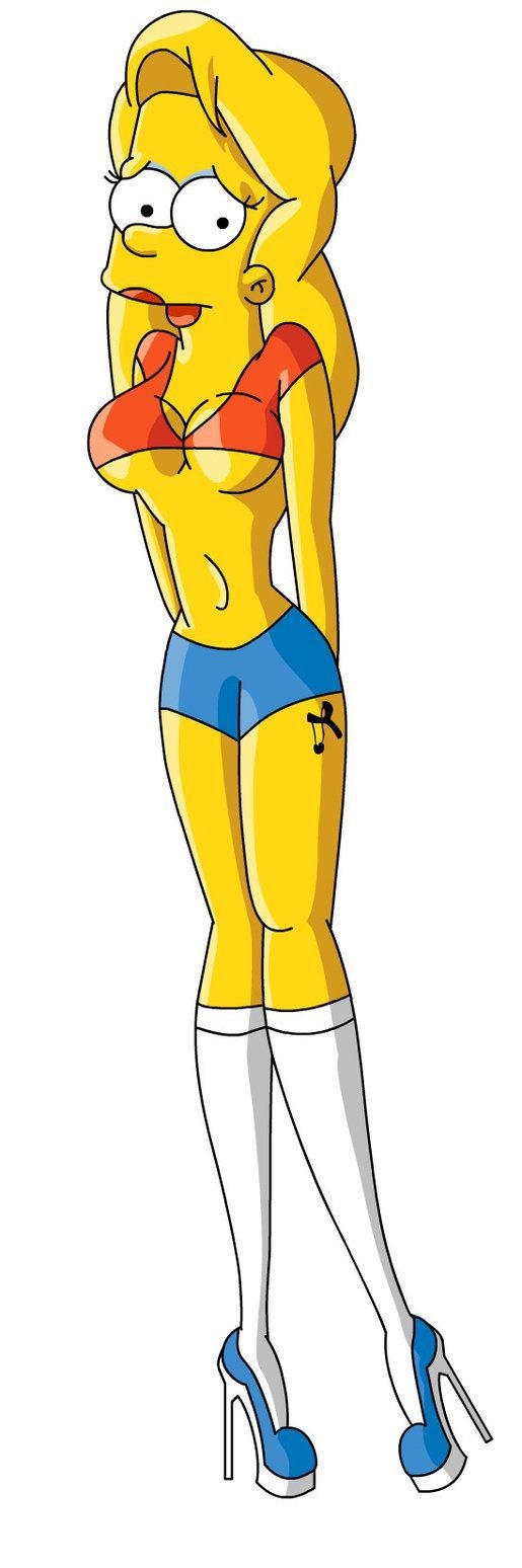 bart_simpson bartina_simpson crop_top feminization genderswap genderswap_(mtf) high_heels long_hair makeup red_lipstick revealing_clothes rule_63 simple_background socks the_simpsons white_background