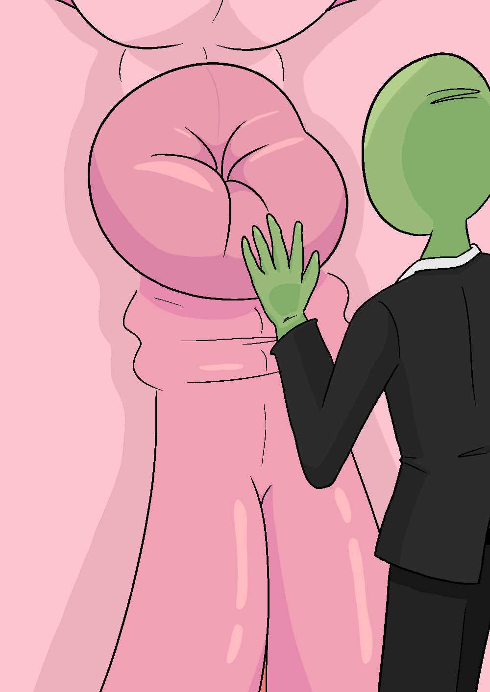 anon anus bald clothing dock duo earth_pony equid equine female feral friendship_is_magic genitals green_body happy_harvey hasbro hi_res horse human macro male male/female mammal micro my_little_pony phone_drawing pink_body pinkie_pie_(mlp) pony pussy suit touching_anus