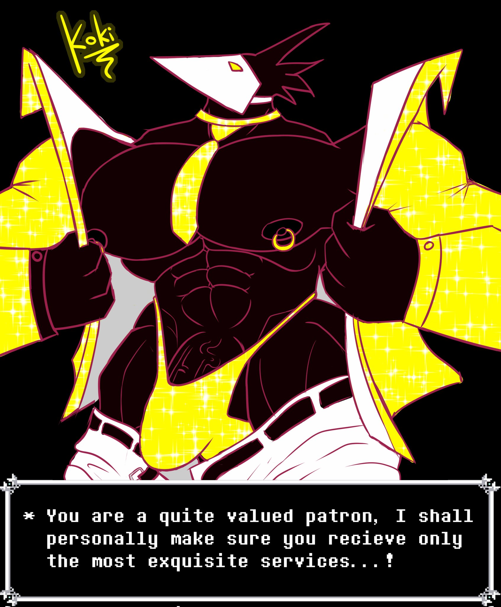 deltarune, male, male focus, male only, male solo, solo male, swatchling (deltarune), tagme, talking to viewer