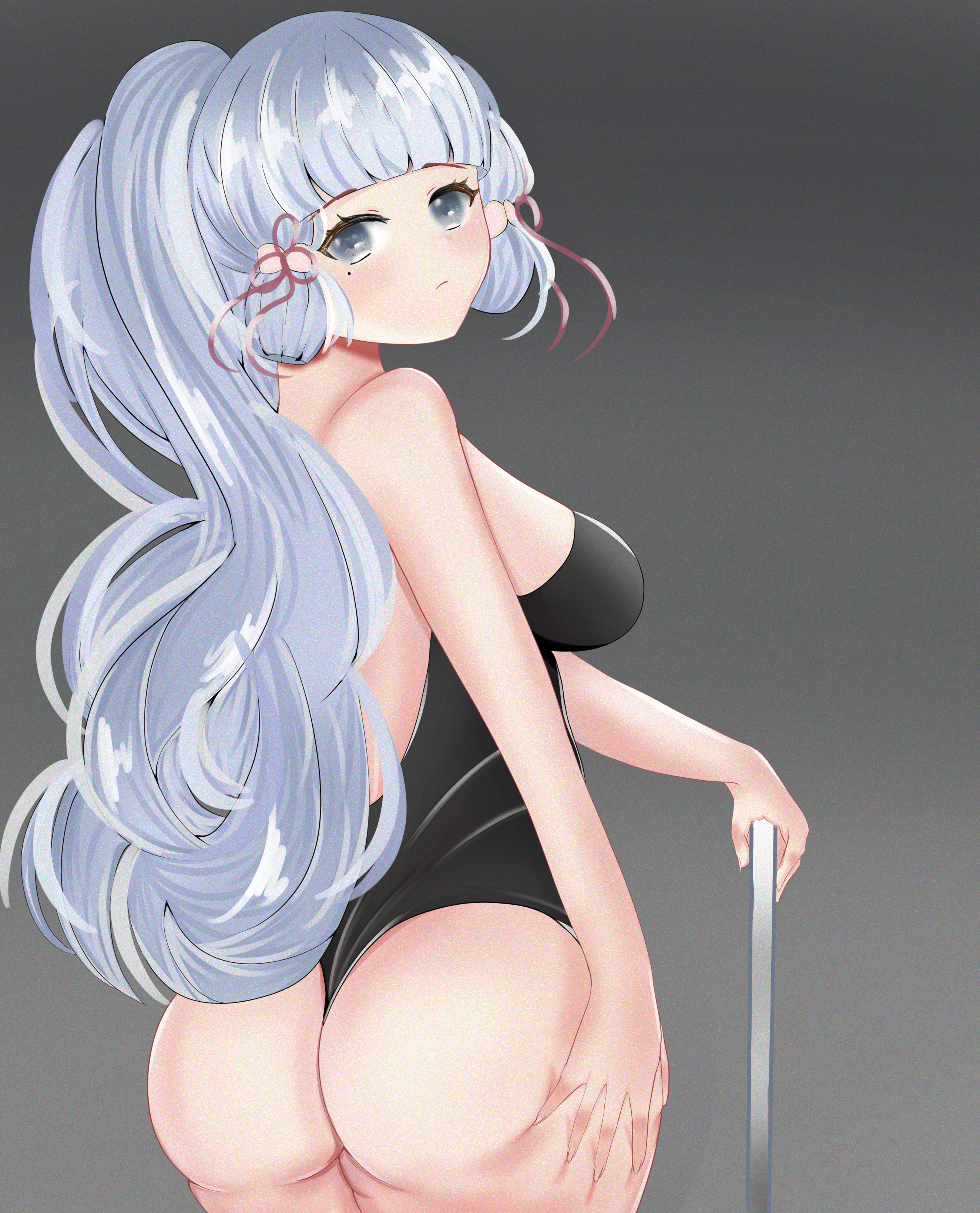 1girls, adult, ass, beauty mark, blue eyes, blue hair, blush, breasts, female, genshin impact, kamisato ayaka, mattyartt, mole, mole under eye, revealing clothes, swimsuit, thick ass, thick thighs, thighs, tight clothing