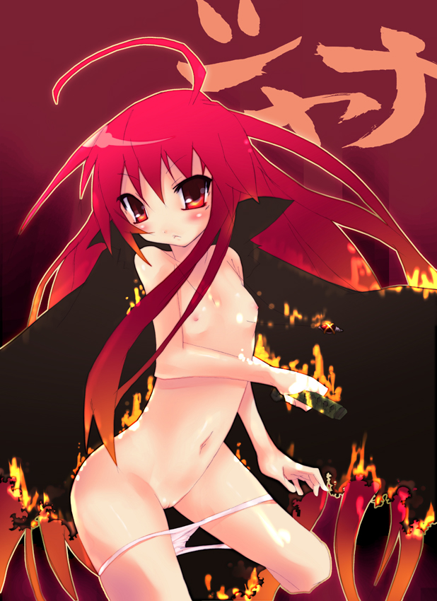 imazon nude panties panties_down panty_pull pointy_chin red_hair shakugan_no_shana shana translated uncensored underwear