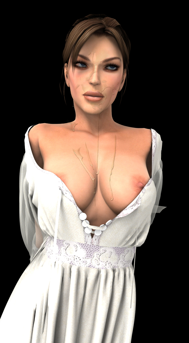 3d female female_only human lara_croft lara_croft_(l.a.u.) nipples sasha2000dog solo tagme tomb_raider tomb_raider_(l.a.u.) white_dress