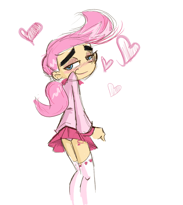 blue_eyes blushing cupid cupid_(fop)_ heart hearts nickelodeon panties panties_peek pink_hair pink_panties skirt socks straight_hair tagme the_fairly_oddparents white_background