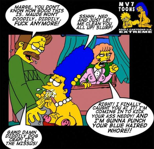 20th_century_studios accurate_art_style female human male marge_simpson maude_flanders ned_flanders nev straight tagme the_simpsons yellow_body yellow_skin