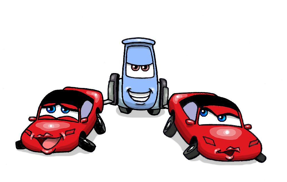 car cars_(film) disney guido living_machine male/ambiguous male/female/female mia_(cars) nevuela pixar simple_background tailpipe_penetration threesome tia_(cars) vehicle white_background