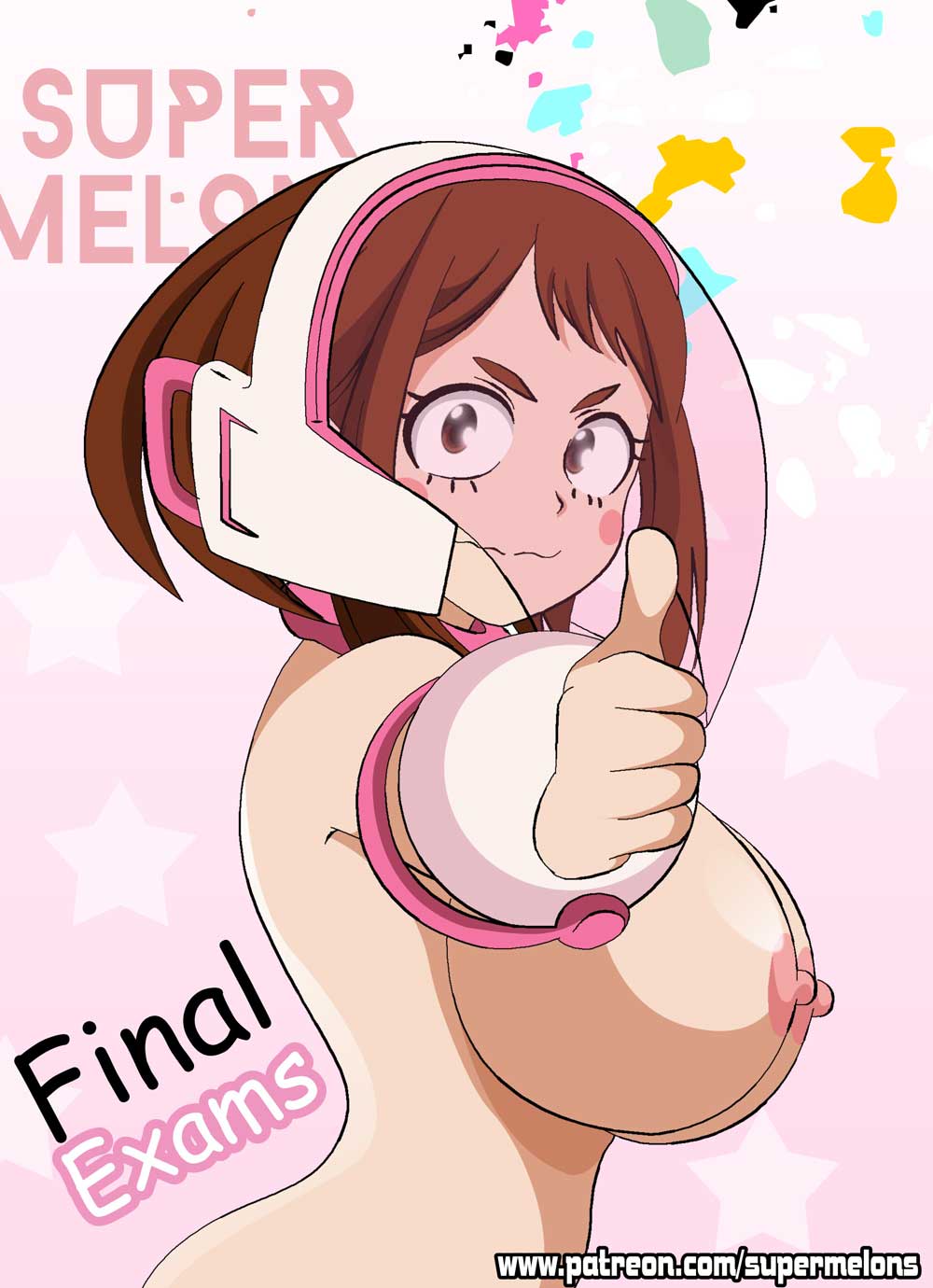 big_breasts breasts breasts_bigger_than_head comic my_hero_academia nude_female ochako_uraraka patreon super_melons undressing