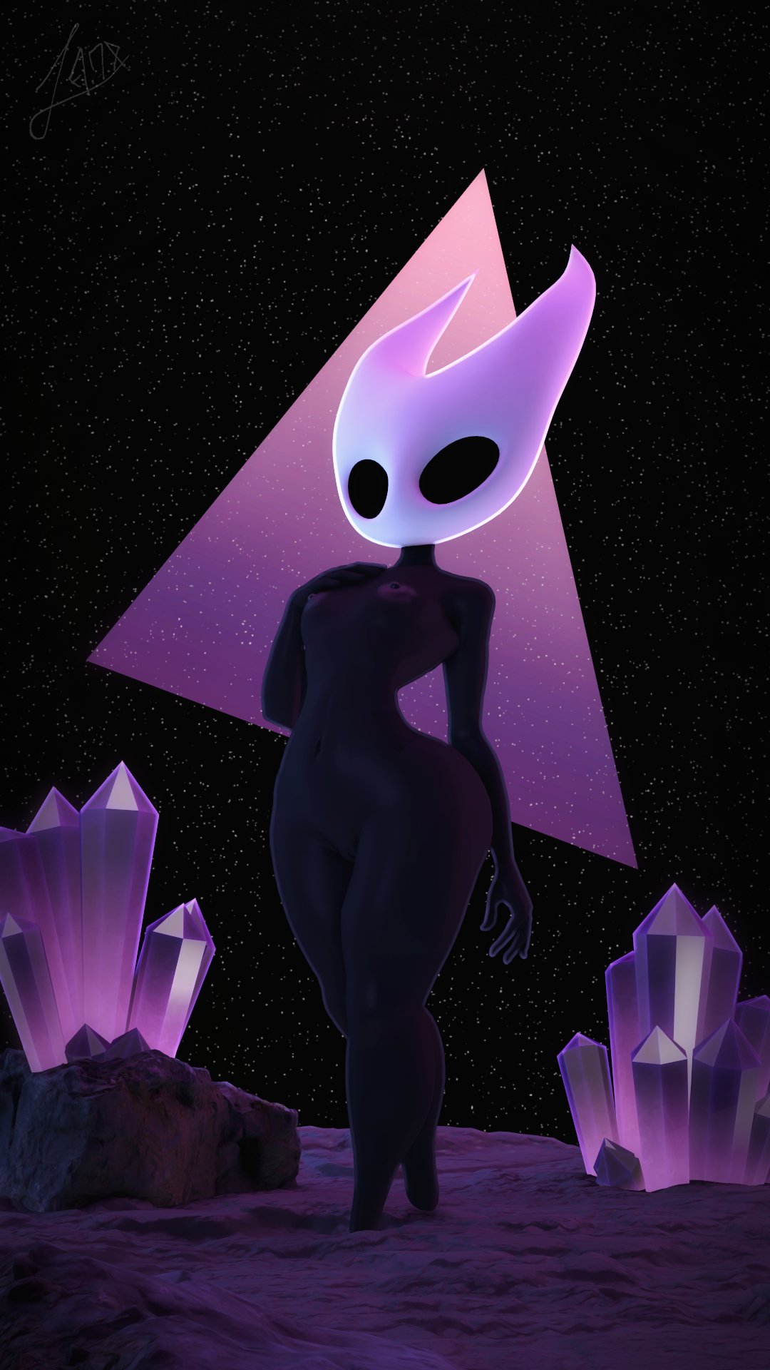 1girls, 3d, adriandustred, areolae, ass, breasts, completely nude, crystal, erect nipples, female, female only, full body, hollow knight, hornet (hollow knight), large ass, naked, naked female, nipples, nude, nude female, pussy, solo, solo female, wide hips