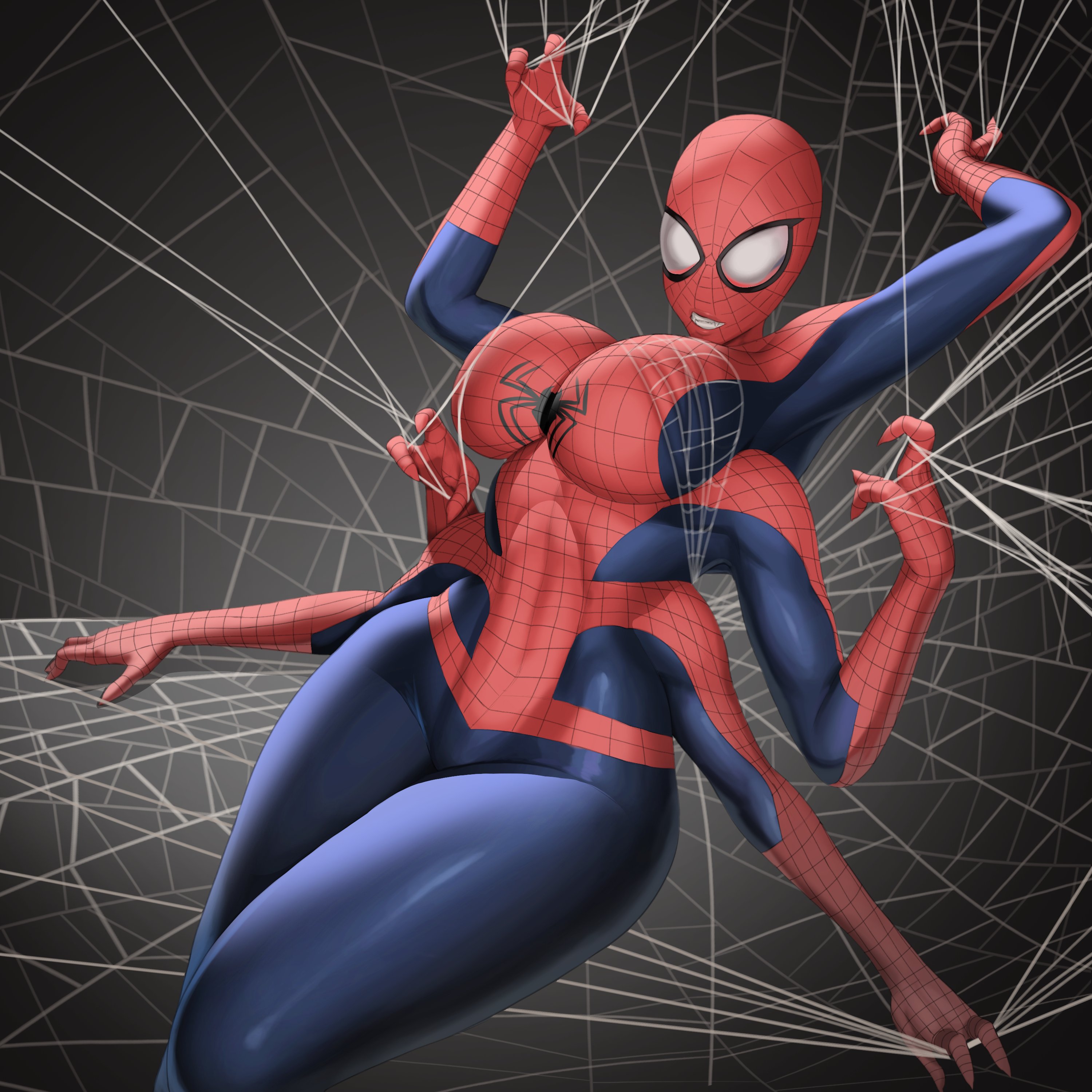 1girls, big breasts, bodysuit, breasts, female, female only, large breasts, marvel, marvel comics, mayday parker, multi arm, multi limb, popogori, rule 63, solo, spider-girl, spider-man (series)