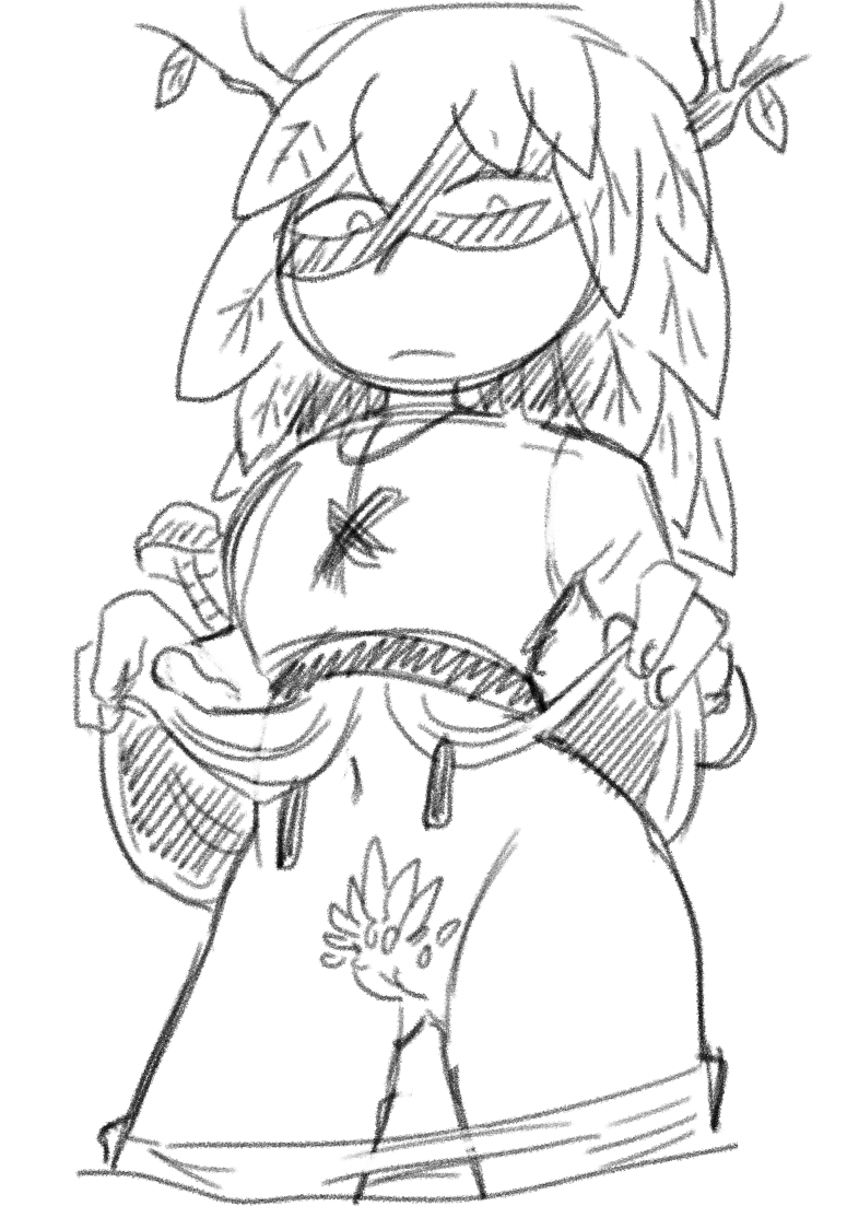 adventure time, artist request, black and white, cartoon network, clothing, female, huntress wizard, mask, monochrome, pubes, pubic hair, pussy, sketch, skirt, skirt lift, solo, unknown artist