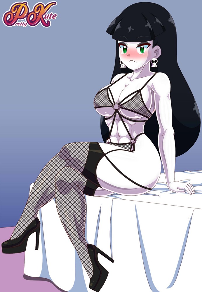 1girls, artist name, atomickingboo, black hair, breasts, bust, busty, curvaceous, curvy, curvy figure, eyes, female, female focus, fishnets, goth, goth girl, green eyes, hair, high heels, hourglass figure, legs, light skin, light-skinned female, lindel dollice quilten, lips, lipstick, long hair, oc, original, original character, pale skin, pale-skinned female, pk-studios, the besties (atomickingboo), thick legs, thick thighs, thighs, top heavy, upper body, voluptuous