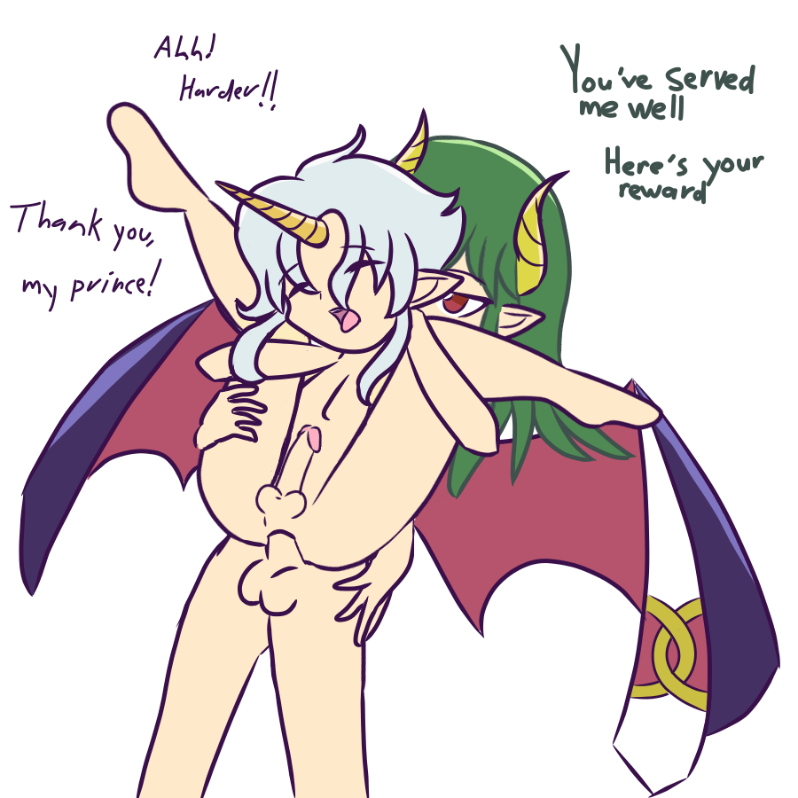 anal compile dark_prince demiserf_(puyo_puyo) drawfag drawthread_request erection full_nelson gay green_hair horn horns madou_monogatari male_focus male_only naked penis puyo_puyo satan_(puyo_puyo) sega sex silver_hair wings yaoi