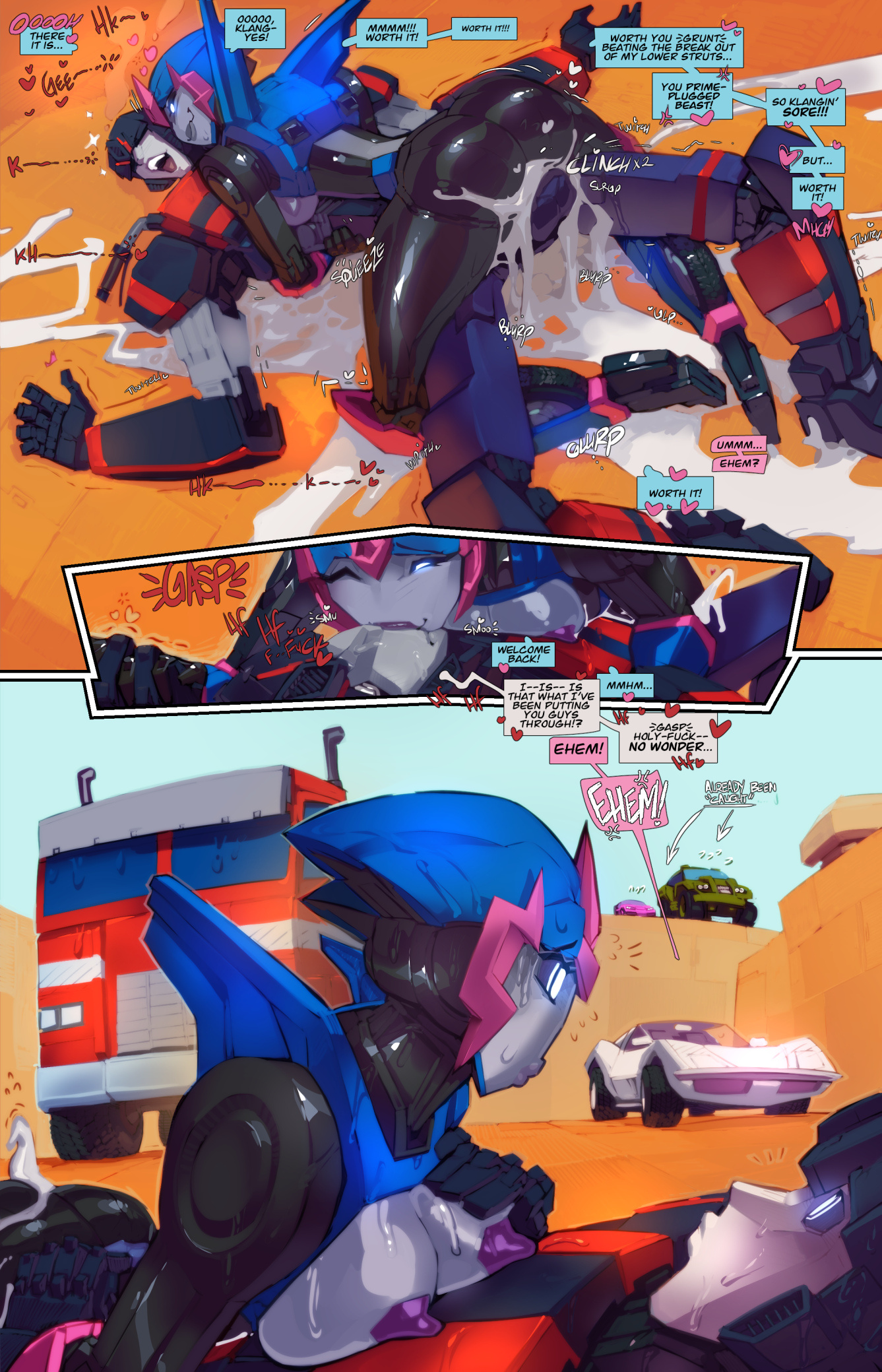 1boy, 1boys, 1girl, 1girls, 2 penises, 2026, after sex, alternate mode (transformers), anal, anal insertion, anal penetration, anal sex, arcee, arcee (prime), bare arms, bare legs, bare shoulders, bare thighs, big breasts, big penis, blowjob, blush, bulkhead, caught, caught in the act, clanker, clothed, clothing, color, comic, comic page, cum, cum drip, cum dripping, cum dripping from penis, cum in ass, cum in pussy, cum inside, cumming, cumming while penetrating, cumshot, dialogue, embarrassed, english text, fellatio, female, fred perry, hand on penis, hi res, huge cock, imminent sex, jack darby, june darby, large breasts, looking pleasured, male, male penetrating, male/female, massive penis, miko nakadai, moaning, optimus prime, oral, oral sex, orgasm, orgasm face, page 19, penetration, penile penetration, penis in pussy, pleasure face, pussy, pussy juice, robot, robot boy, robot girl, robot humanoid, robot joints, robotic arm, sex, standing, stomach bulge, sucking, sucking penis, tagme, text, text bubble, thick thighs, train, transformers, transformers prime, vaginal penetration, wet, wet pussy
