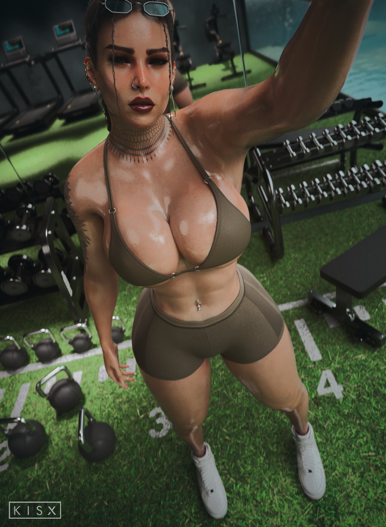 1girls, 3d, athletic female, dumbells, female only, fit female, full lips, hourglass figure, human, human female, kisxsfm, lara croft, large breasts, light-skinned female, muscular female, slim waist, solo, thick thighs, thigh gap, tomb raider, toned female, weights, wide hips, workout, workout clothes