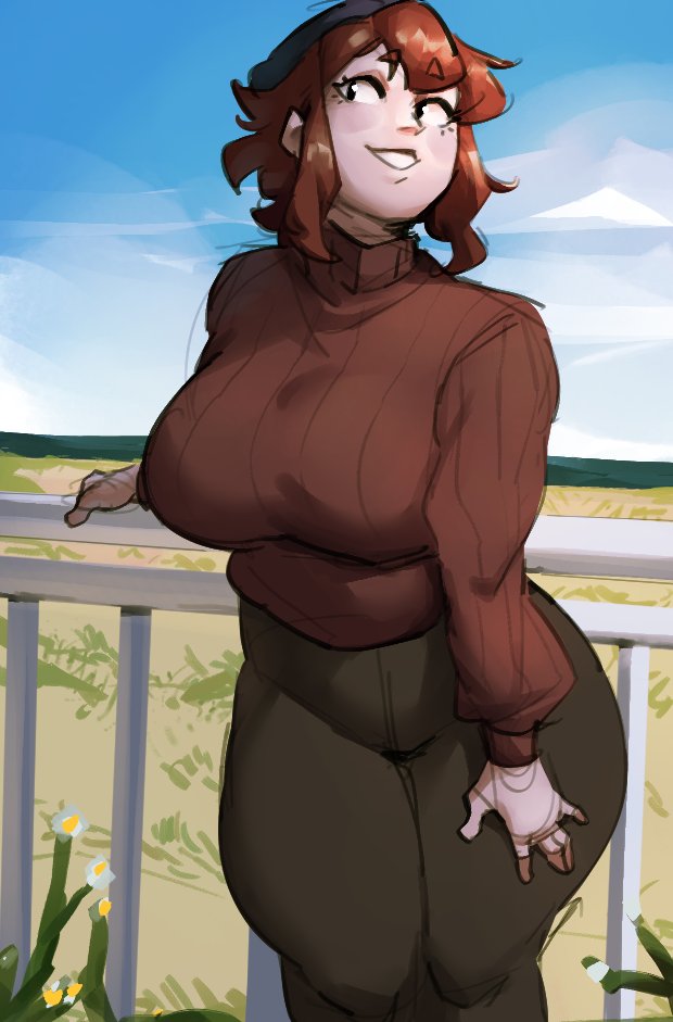 1girls, big breasts, chubby female, friday night funkin, girlfriend (friday night funkin), huge breasts, massacre girlfriend (friday night funkin), millie (mistful crimson morning), oc, rekkadraws, solo focus, thick thighs, wide hips