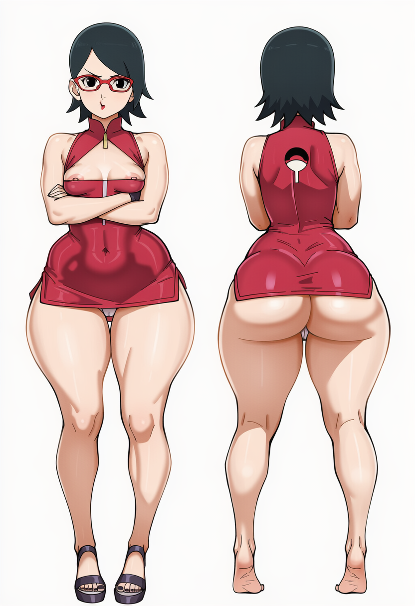 1girls abdominal_bulge ai_generated areola_slip areolae arms_crossed_under_breasts ass_peek belly_button big_ass boruto:_naruto_next_generations buttocks cameltoe crossed_arms female female_only fit_female multiple_views naruto_(series) nipple_bulge nipple_slip nipples_visible_through_clothing panties perky_breasts petite petite_female pussy_peek sarada_uchiha skimpy skimpy_clothes small_breasts small_waist superbotux thick_ass thick_thighs tight_clothing uchiha_sarada wide_hips