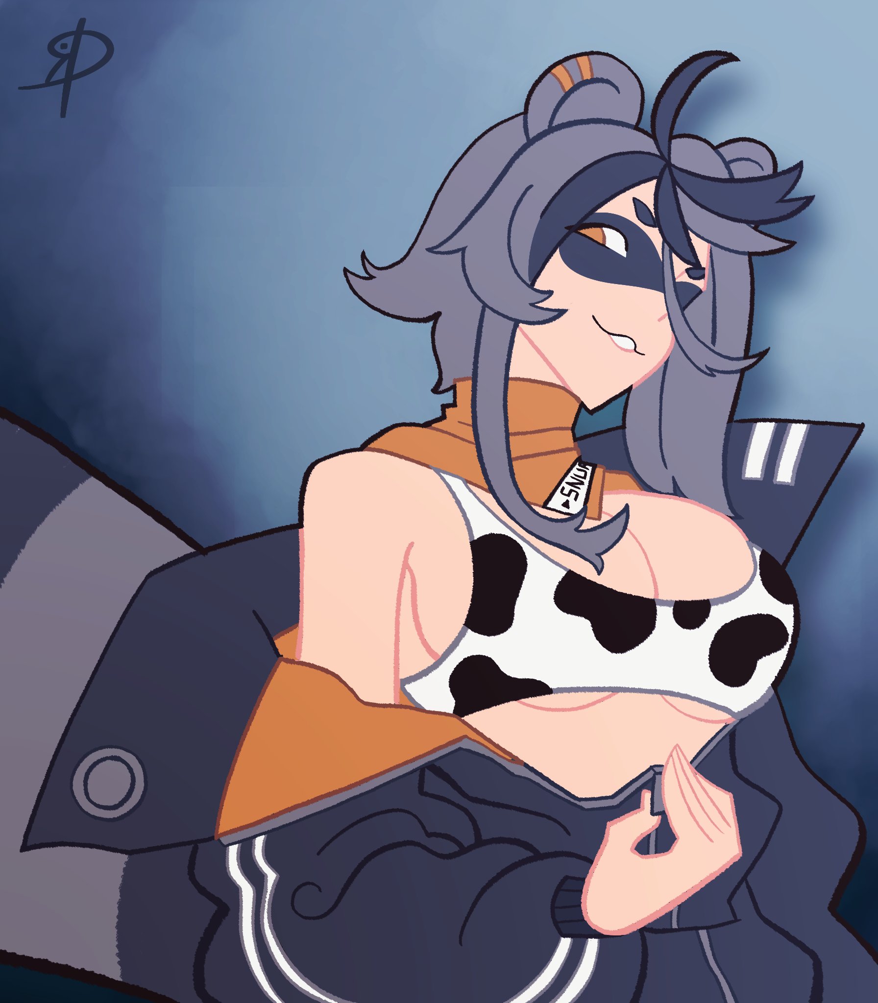 animal ears, big breasts, breasts, busty, cow print, female, huge breasts, indie virtual youtuber, ralphdrawson, snuffy, virtual youtuber