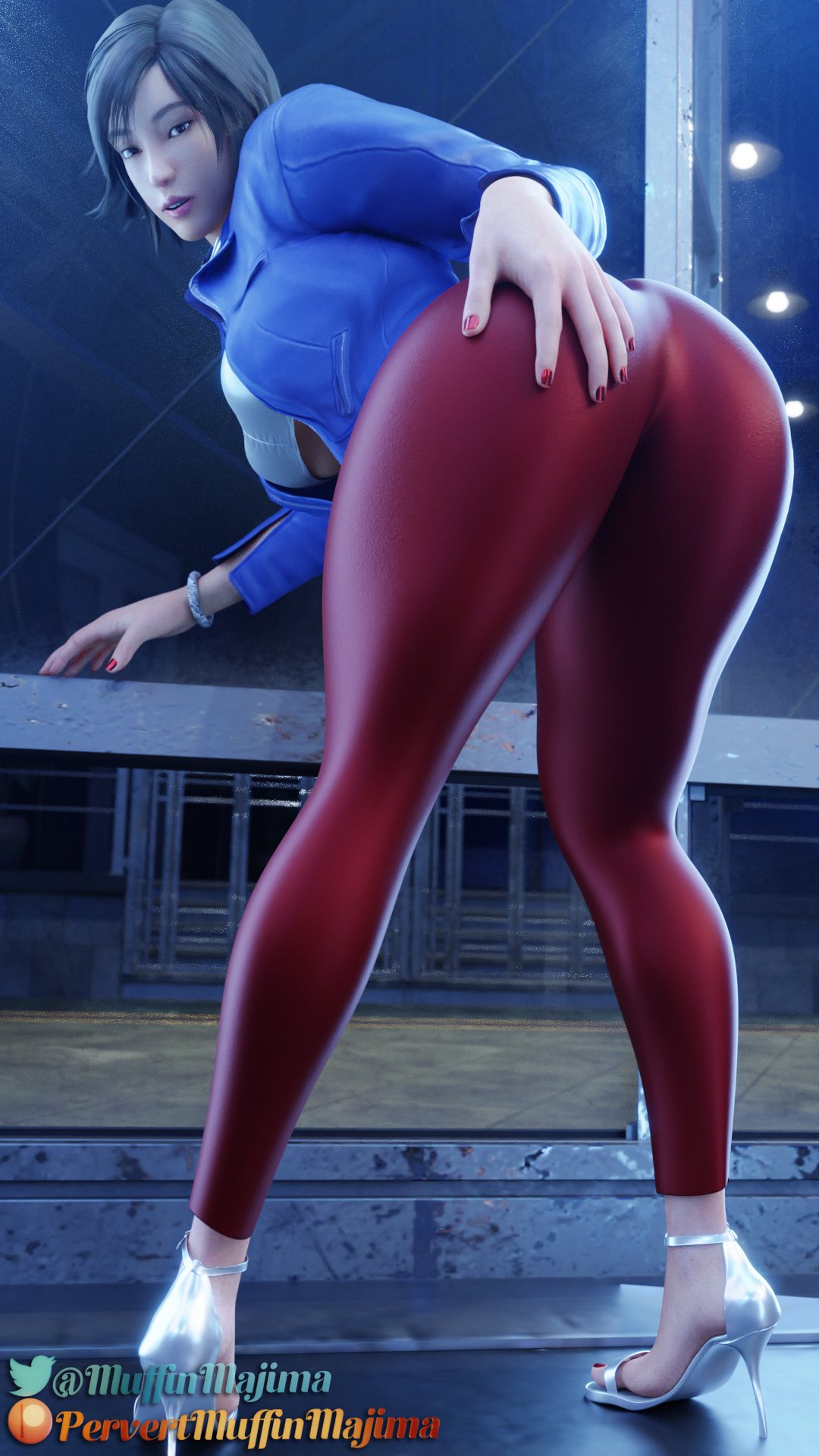 1girls, 3d, breasts, brown hair, busty, female, female focus, female only, hourglass figure, kazama asuka, namco, pervertmuffinmajima, short hair, solo, tagme, tekken, tomboy, wide hips