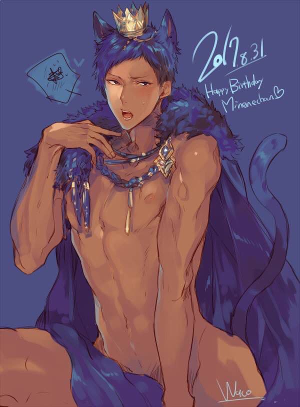 aomine_daiki cat_boy cat_ears cat_tail cute_face daiki_aomine feminine_male kuroko's_basketball kuroko_no_basuke male muscles neko neko_ears tan_skin thick_ass thick_thighs