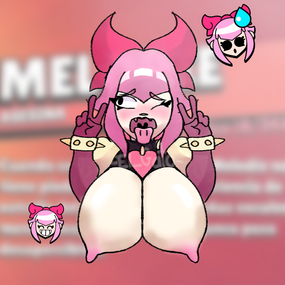 big_breasts brawl_stars breasts embarrassed embarrassed_nude_female hair_ornament hairbow human melodie_(brawl_stars) necklace pink_hair supercell tongue tongue_out