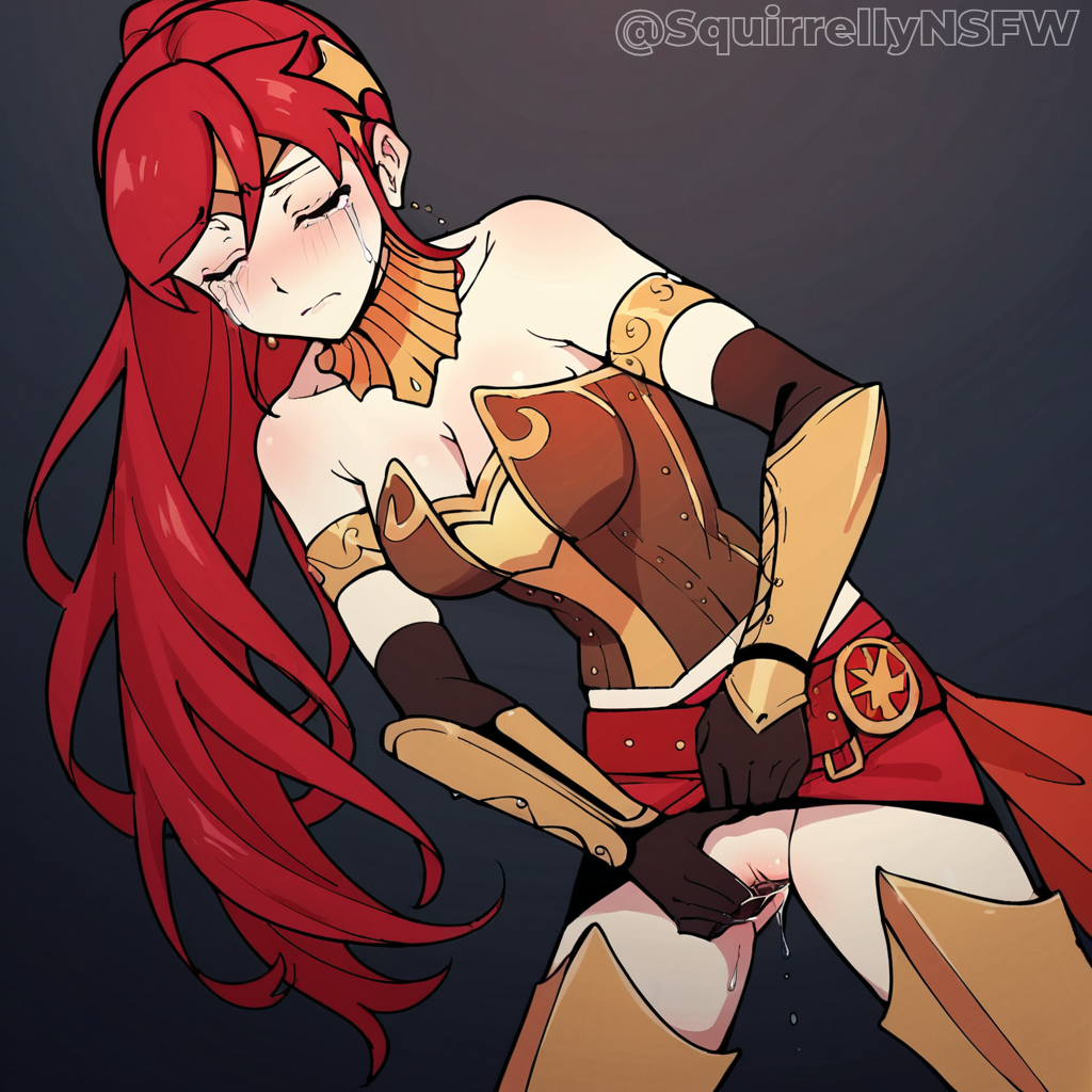 ai_generated forced forced_masturbation masturbation pyrrha_nikos red_hair rwby