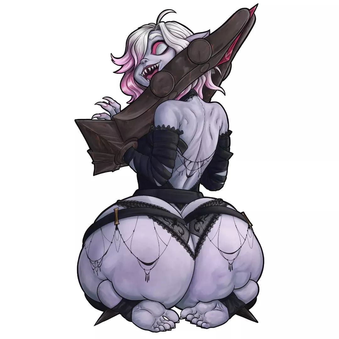 1girls, ass, big ass, big butt, bottom heavy, briar (league of legends), female, huge ass, huge butt, league of legends, riot games, solo, solo focus, thick thighs, white hair