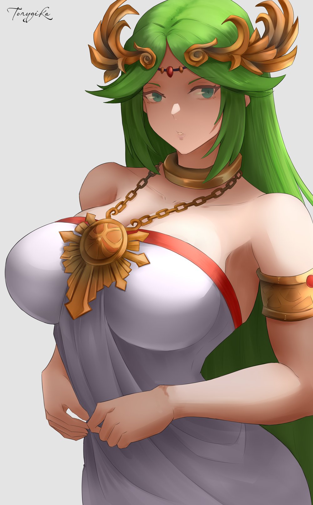 big_breasts breasts female female_only kid_icarus nintendo palutena solo torygika