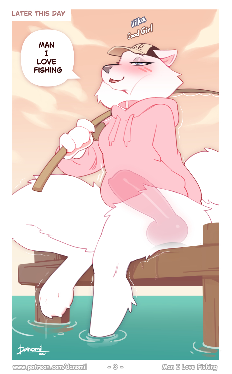 animal_dildo animal_sex_toy anthro blush bottomless canid canine canine_dildo canis clothed clothing comic danomil dildo dildo_in_pussy dildo_insertion domestic_dog female fishing_rod foot_in_water fur hi_res hoodie hoodie_only knot knotted_dildo knotting looking_pleasured mammal masturbation narrowed_eyes nordic_sled_dog outside partially_submerged penetration pier samoyed sex_toy sex_toy_in_pussy sex_toy_insertion sky solo spitz topwear topwear_only vaginal_knotting vaginal_masturbation vaginal_penetration vaginal_penetration vilka water webfishing white_body white_fur xray_view