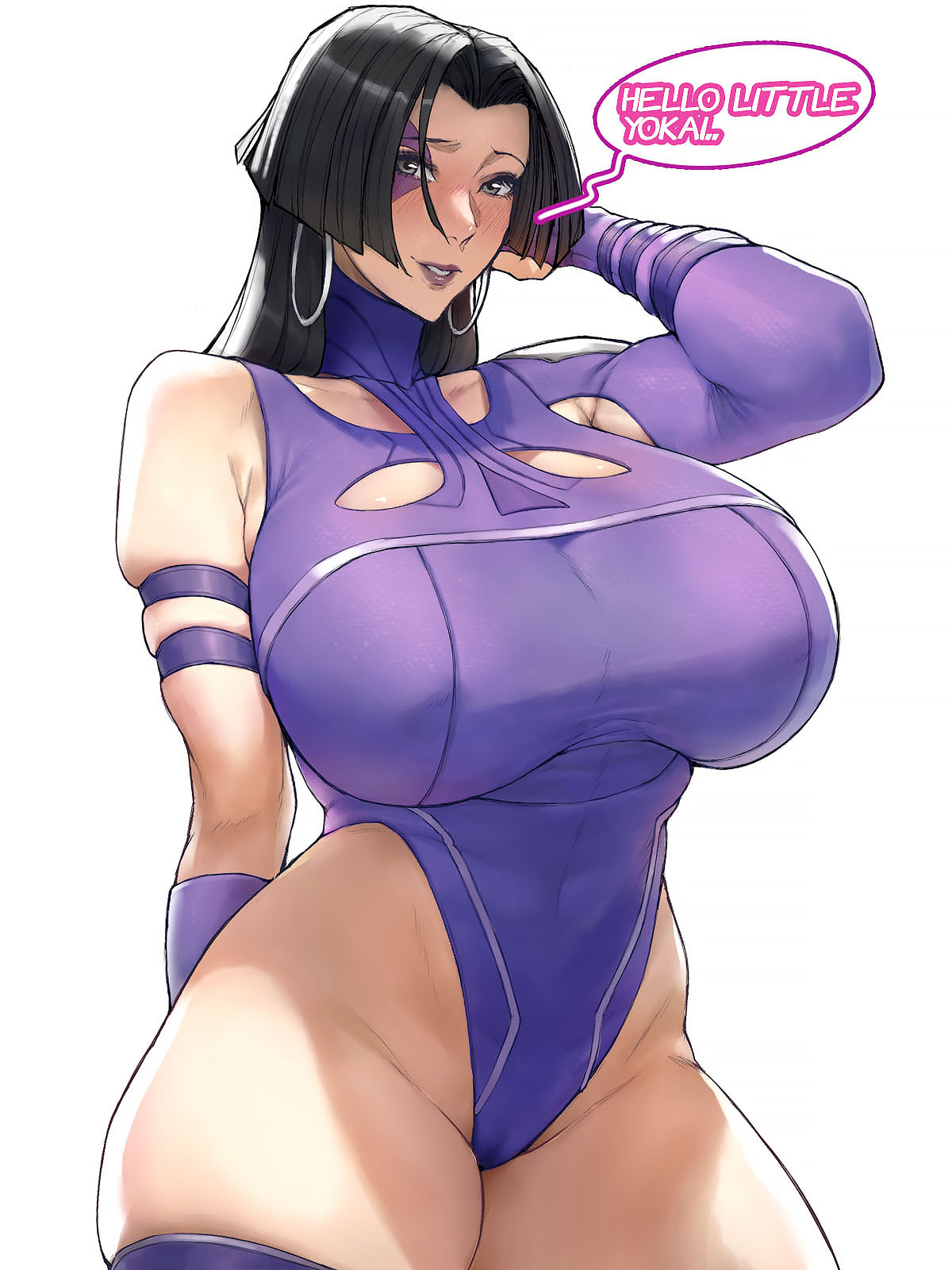 1girls, 2d, akiru, big ass, big breasts, breasts, busty, female, female only, huge breasts, leotard, marvel, marvel rivals, psylocke, psylocke (marvel rivals), psylocke (sai) (vengeance), solo, thick thighs