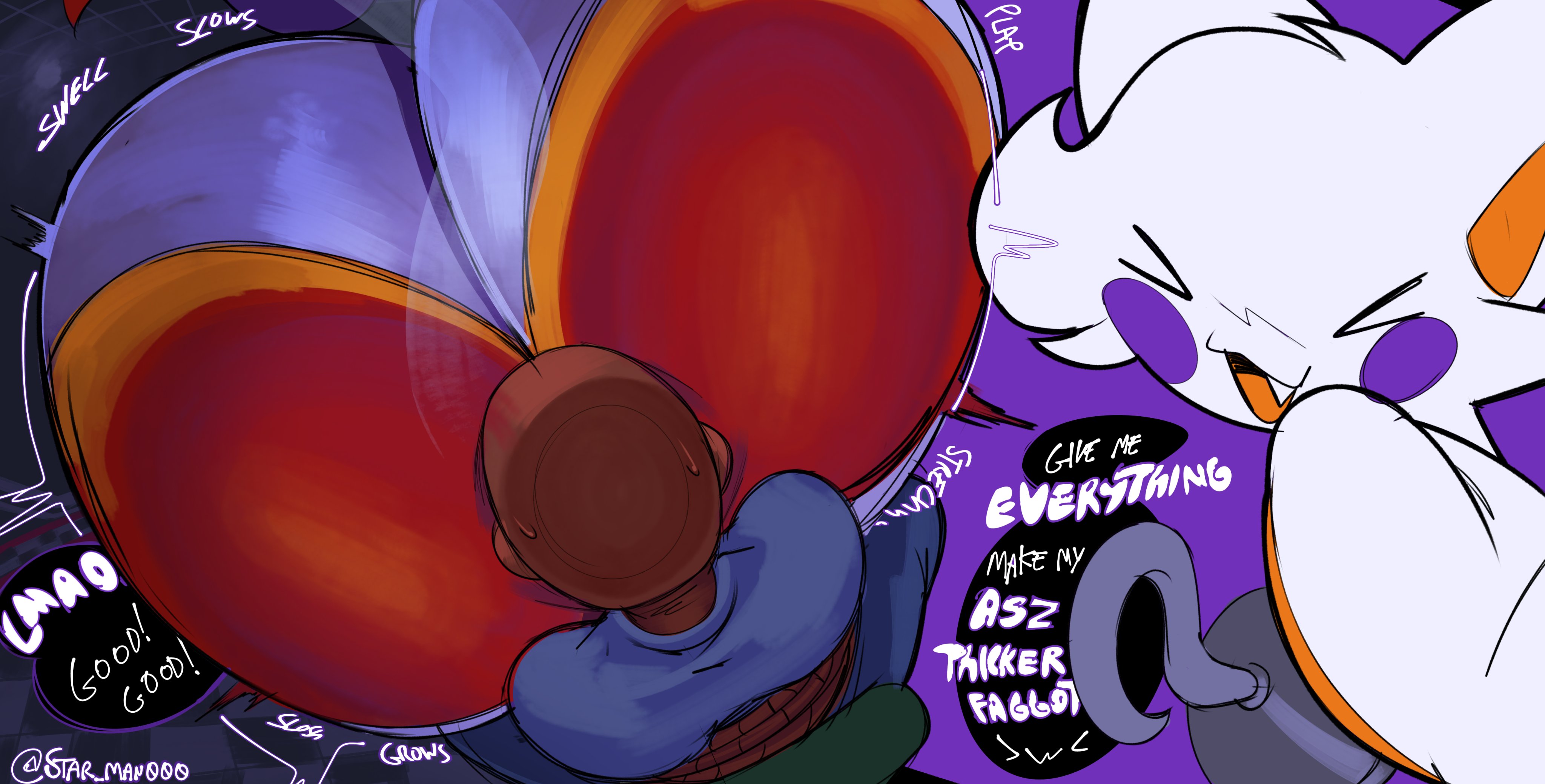 > <, 2boys, anonymous male, ass shake, big ass, big butt, big thighs, bubble ass, bubble butt, face in ass, facesitting, femboy, five nights at freddy's, five nights at frickbears 3, fox, fox ears, fox tail, gay, gigantic ass, gigantic butt, lolbit (fnaf), lolbit (frickbears), male only, starstar000, tail, thick ass, thick thighs, white fur