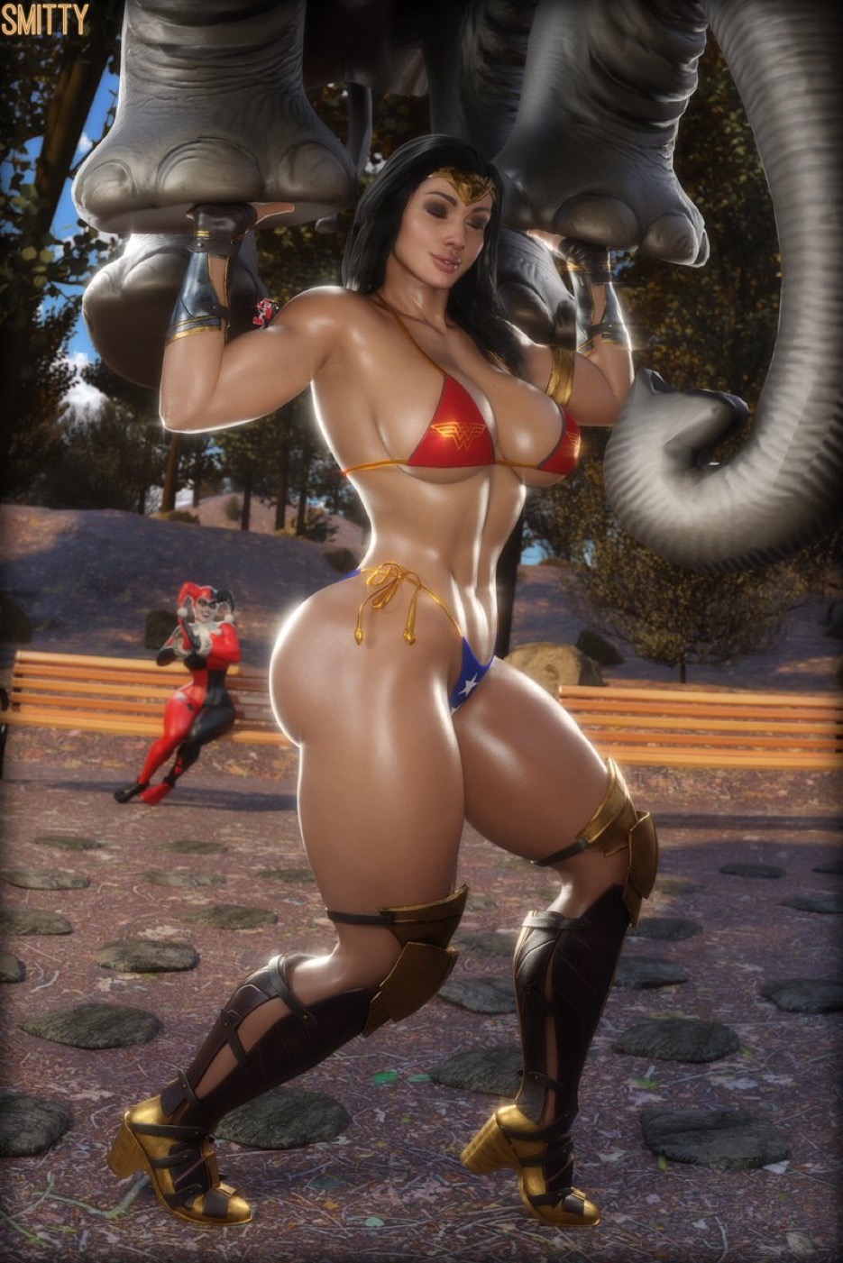 3d, 3girls, amazon, batman (series), big ass, big breasts, big thighs, breasts, curvaceous, curvy, curvy figure, dc, dc comics, demigod, demigoddess, diana of themyscira, diana prince, female, harlee, harleen quinzel, harley quinn, harley quinn (classic), harley quinn (injustice), harley quinn (lego), hips, hourglass figure, huge ass, huge breasts, huge thighs, image, injustice 2, justice league, large ass, large breasts, large thighs, lasso, lasso of truth, lego, lego dc, legs, light skin, light-skinned female, mature, mature female, slim waist, smitty34, thick, thick hips, thick legs, thick thighs, thighs, voluptuous, waist, wide hips, wide thighs, wonder woman, wonder woman (series)