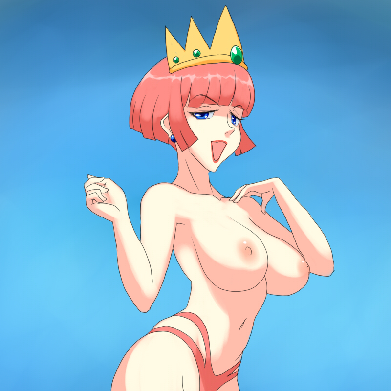 1girls artist_request big_breasts blue_background blue_earrings blue_eyes breasts crown curvy earrings eyebrows_visible_through_hair female female_only half-closed_eyes light-skinned_female light_skin lips lipstick looking_at_viewer mario_(series) mature mature_female mostly_nude nintendo nipples open_mouth pale-skinned_female pale_skin panties pink_hair pink_lipstick princess_shokora royalty short_hair solo solo_female source_request thick thick_hips tiara topless underwear wario_(series) wario_land wario_land_4 wide_hips