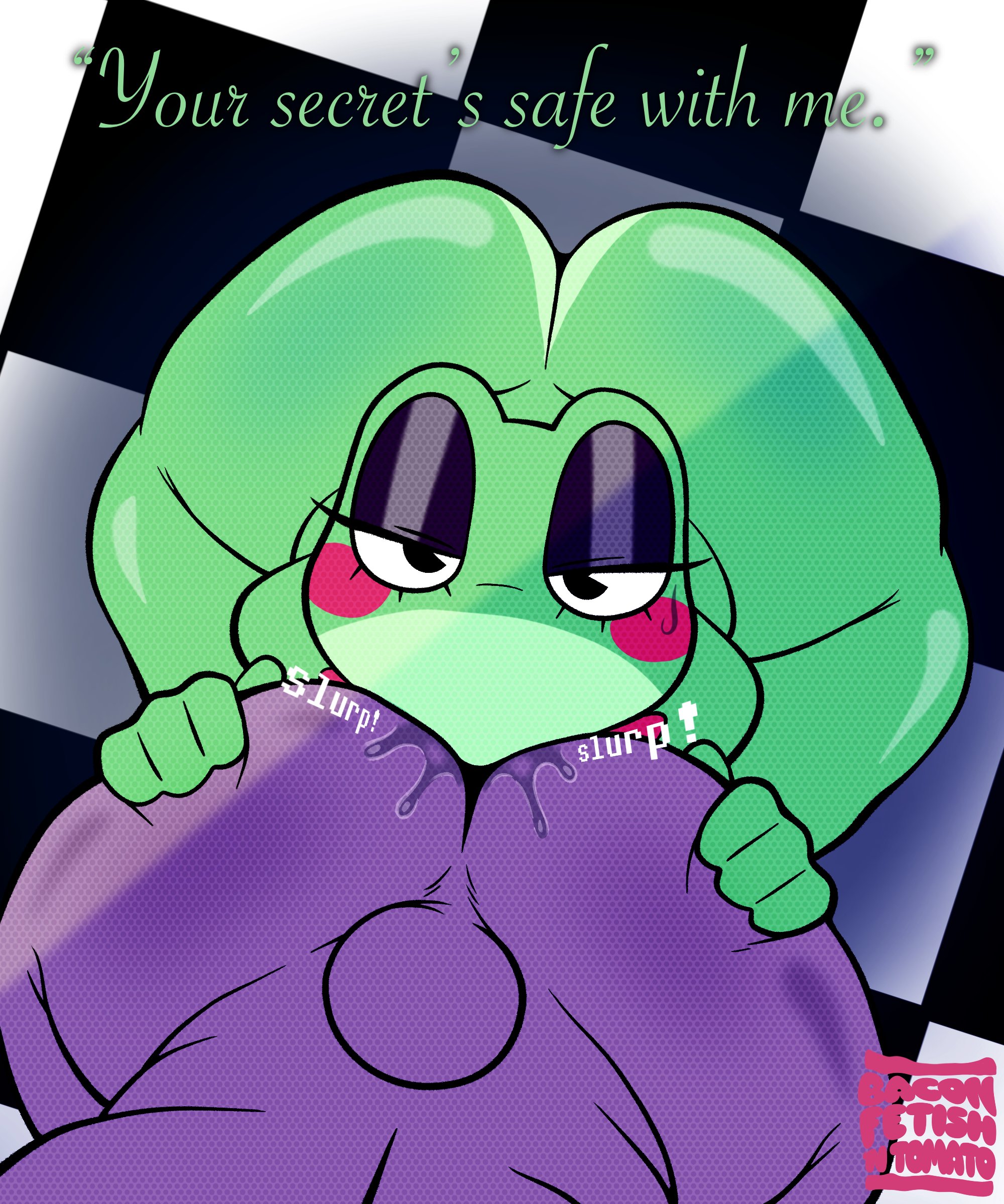1boy1girl, 2d, anthro, anthro female, anthro male, anthro only, ass, ass bigger than head, baconfetish'ntomato, bedroom eyes, big ass, big butt (female), big butt (male), eating ass, english text, eyelashes, fat ass, female, female/male, frog, furry, furry female, furry male, furry only, glitch productions, green body, hand on ass, highres, jax (tadc), jax (the amazing digital circus), kneeling, lagomorph, looking at viewer, looking up, looking up at viewer, male, mammal, naked, no genitals, nude, onomatopoeia, rabbit, ribbit (tadc), ribbit (the amazing digital circus), rimming, rimming male, saliva, sex, short tail, straight, tadc, tagme, tail, text, the amazing digital circus, thick thighs, thighs, twitter link