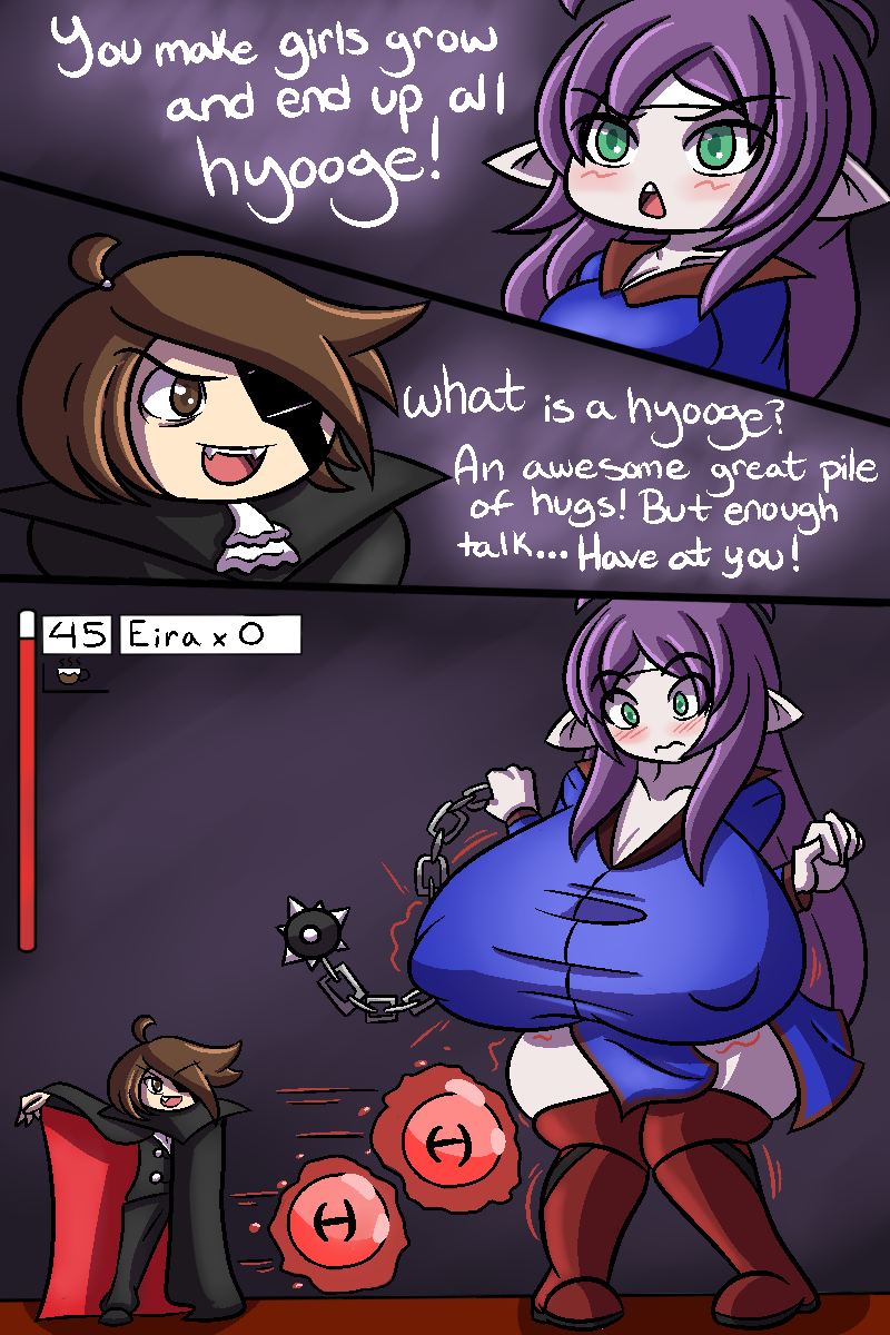 2014 artist_self-insert breast_expansion castlevania eira_(jcdr) giantess growing growth huge_breasts nipple_bulge purple_hair tagme the_english_gent