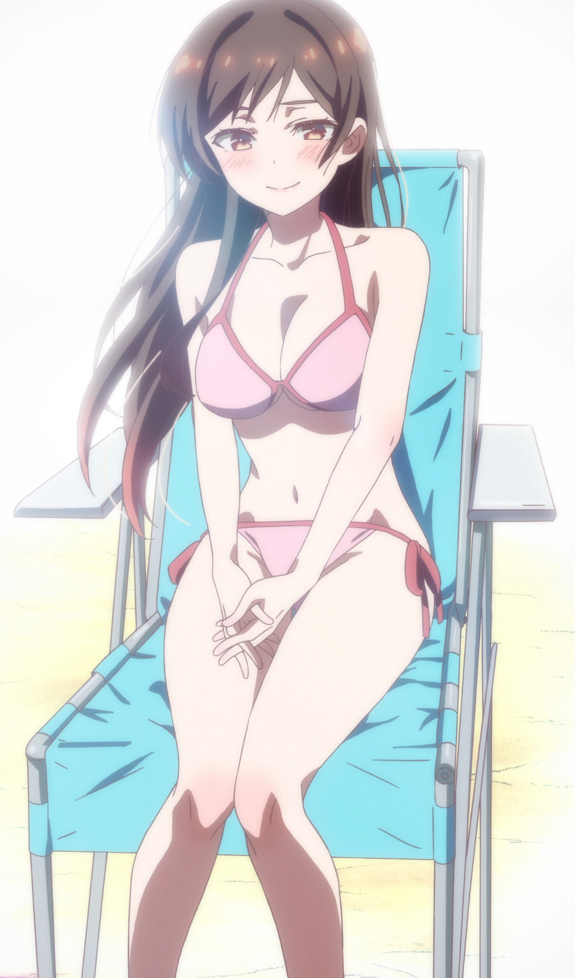 1girls, bikini, female, high resolution, kanojo okarishimasu, legs, long legs, mizuhara chizuru, screen capture, screencap, slender legs, solo, stitched, swimsuit, very high resolution