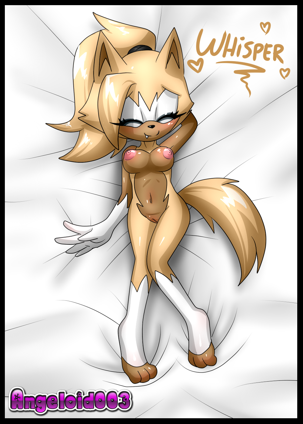 2021 angeloid003 anthro bird's-eye_view blush body_pillow_design breasts canid canine canis closed_eyes female full-length_portrait fur genitals hand_behind_head heart hi_res high-angle_view idw_comics idw_publishing lying mammal mobian mobian_(species) mobian_wolf nipples nude on_back portrait pussy sega solo sonic_(series) sonic_the_hedgehog_(comics) sonic_the_hedgehog_(idw) sonic_the_hedgehog_(series) tan_body tan_fur text whisper_the_wolf wolf