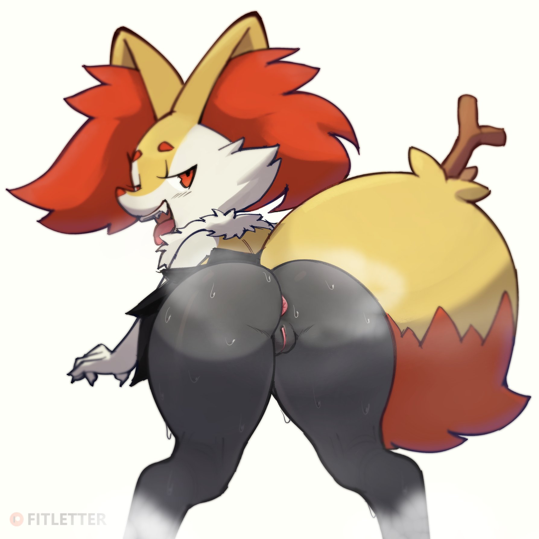 1:1, 1girls, 2021, animal ears, anthro, anthro only, anus, ass, ass sweat, bedroom eyes, bent over, big ass, big butt, big ears, black body, black fur, bodily fluids, braixen, canid, canine, canis, claws, completely nude, eyebrows, fangs, female, female anthro, female only, fingers, fitletter, fox, fur, furry, furry only, genitals, half-closed eyes, highres, inner ear fluff, looking at viewer, looking back, mammal, multicolored body, multicolored fur, musk, naked, naughty face, neck tuft, nintendo, no humans, nude, nude female, open mouth, orange body, orange fur, pink anus, pokémon (species), pokemon, pokemon (species), pokemon focus, pokemon only, pokemon xy, presenting, presenting anus, presenting hindquarters, presenting pussy, pussy, rear view, red eyes, red nose, seductive, signature, solo, solo focus, stick, sweat, sweaty, sweaty ass, sweaty butt, tail, teeth, thick thighs, thighs, tongue, tongue out, tuft, two-tone tail, video games, white body, white fur, yellow body, yellow fur