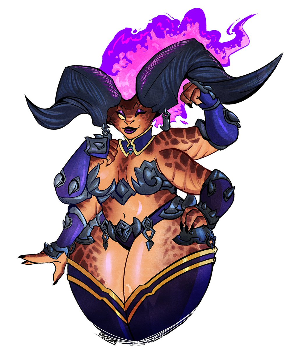 1girls 4_arms bare_midriff bare_shoulders bare_thighs chubby_female cleavage cleft_of_venus curvaceous curves curvy curvy_body curvy_female curvy_figure curvy_hips darksiders demon demon_girl demon_horns demoness dis_(darksiders) glowing_eyes hand_on_hip lips lipstick looking_at_viewer makeup midriff multi_arm multi_limb purple_lipstick smile smiling smirk smirking tail thick_thighs wink winking winking_at_viewer yellow_eyes