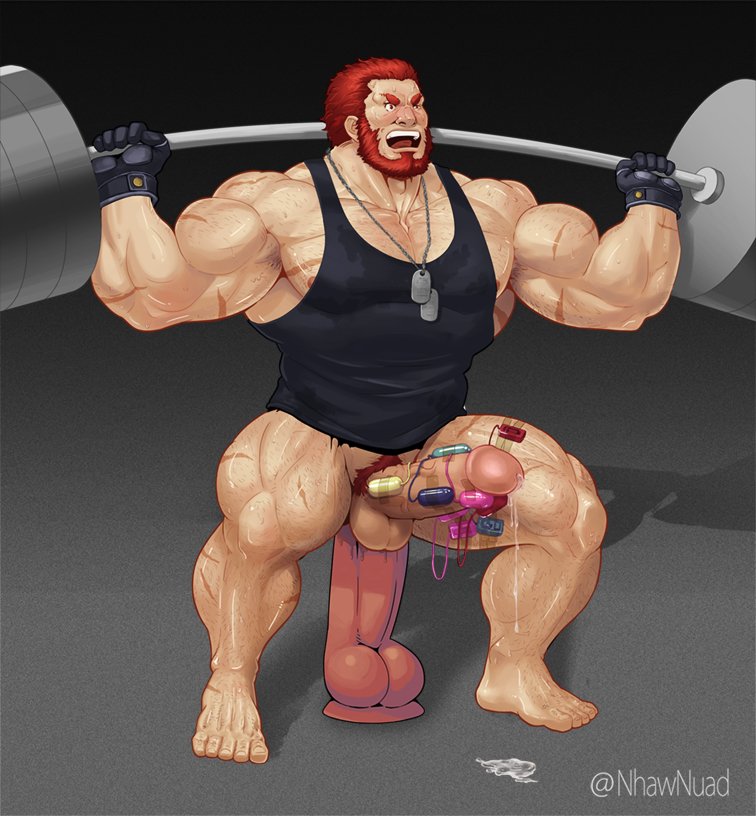 1boy anal_insertion balls bara beard boner clothed dildo dildo_in_ass erection facial_hair fate/zero fate_(series) gay hairy iskandar_(fate) male male_only muscles muscular nhawnuad penis precum_drip red_hair rider solo solo_male sweaty vibrator vibrator_on_penis weightlifting