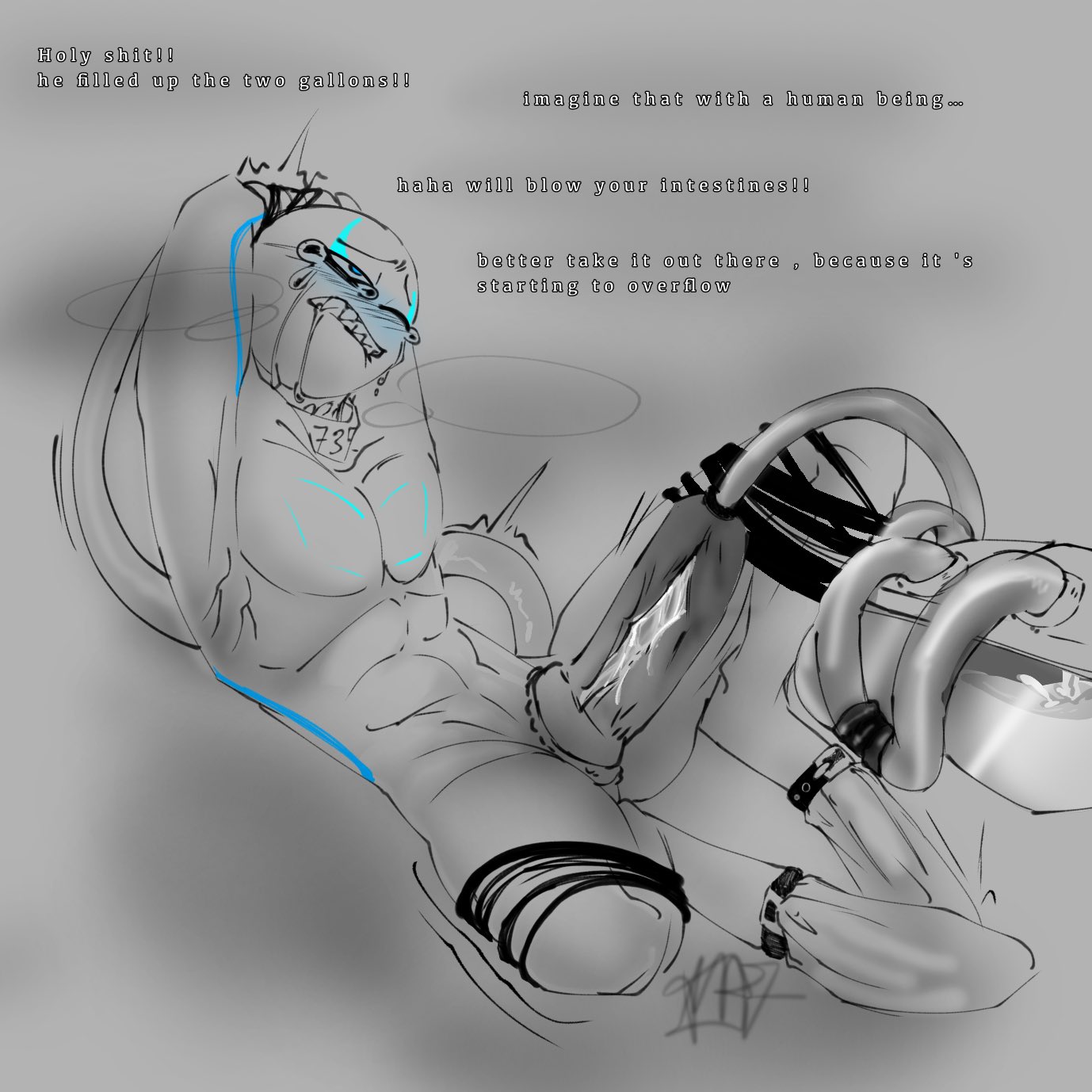1boy, blush, blush lines, blushing, collar, crying, drool, drooling, machine, male, male focus, milking machine, missmeh7 (artist), peter (your boyfriend), restrained, solo, solo male, tagme, tied hands, your boyfriend (game)